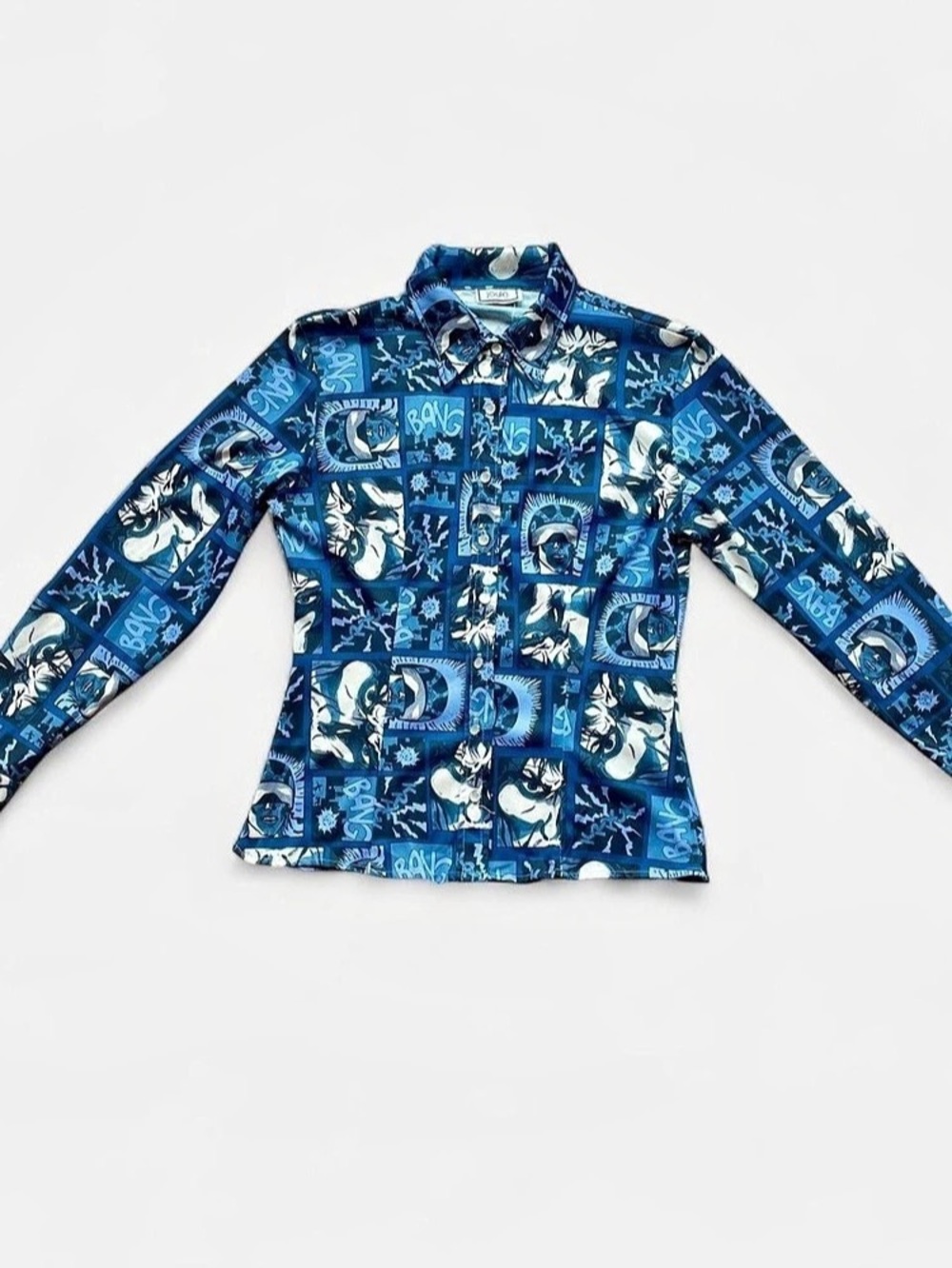 joule Comic Graphic Print Button Front Shirt Blue